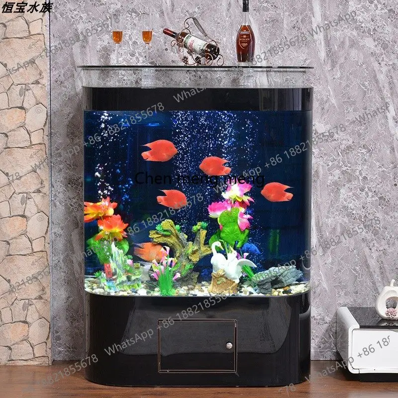 Aquarium Fish For Sale - ヨーロッパ風ライトラグジュアリー、シンプルモダンな曲線型水槽、リビングルーム用、エコ水槽、水換え不要