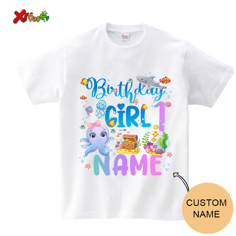 海の生き物家族マッチング衣装誕生日ガール Tシャツ誕生日シャ - Aquarium Fish And Name のレビューと価格