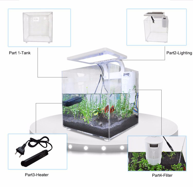 ミニアクリル水槽（25×25×25cm）照明・ろ過システム付 - Aquarium Fish For Sale のレビューと価格