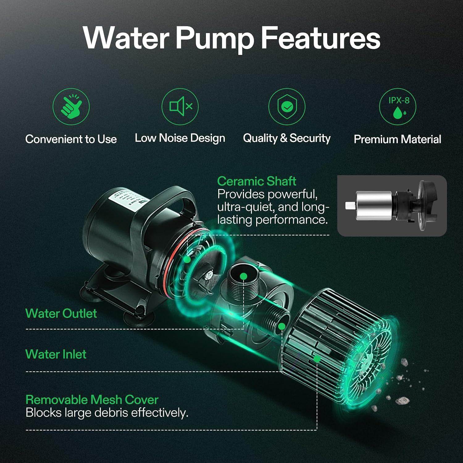 池、滝、水景装飾、水耕栽培用1600GPH水中ポンプ |   - Aquarium Fish In のレビューと価格